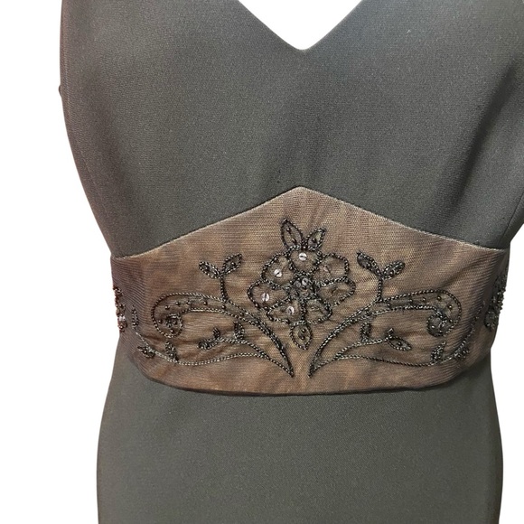 Evan Picone Chiffon Mesh Black Midi Dress Size 8 Cocktail Whimsigoth Beaded - Picture 11 of 12